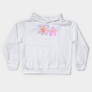 Pink blue watercolor lily flower art Kids Hoodie